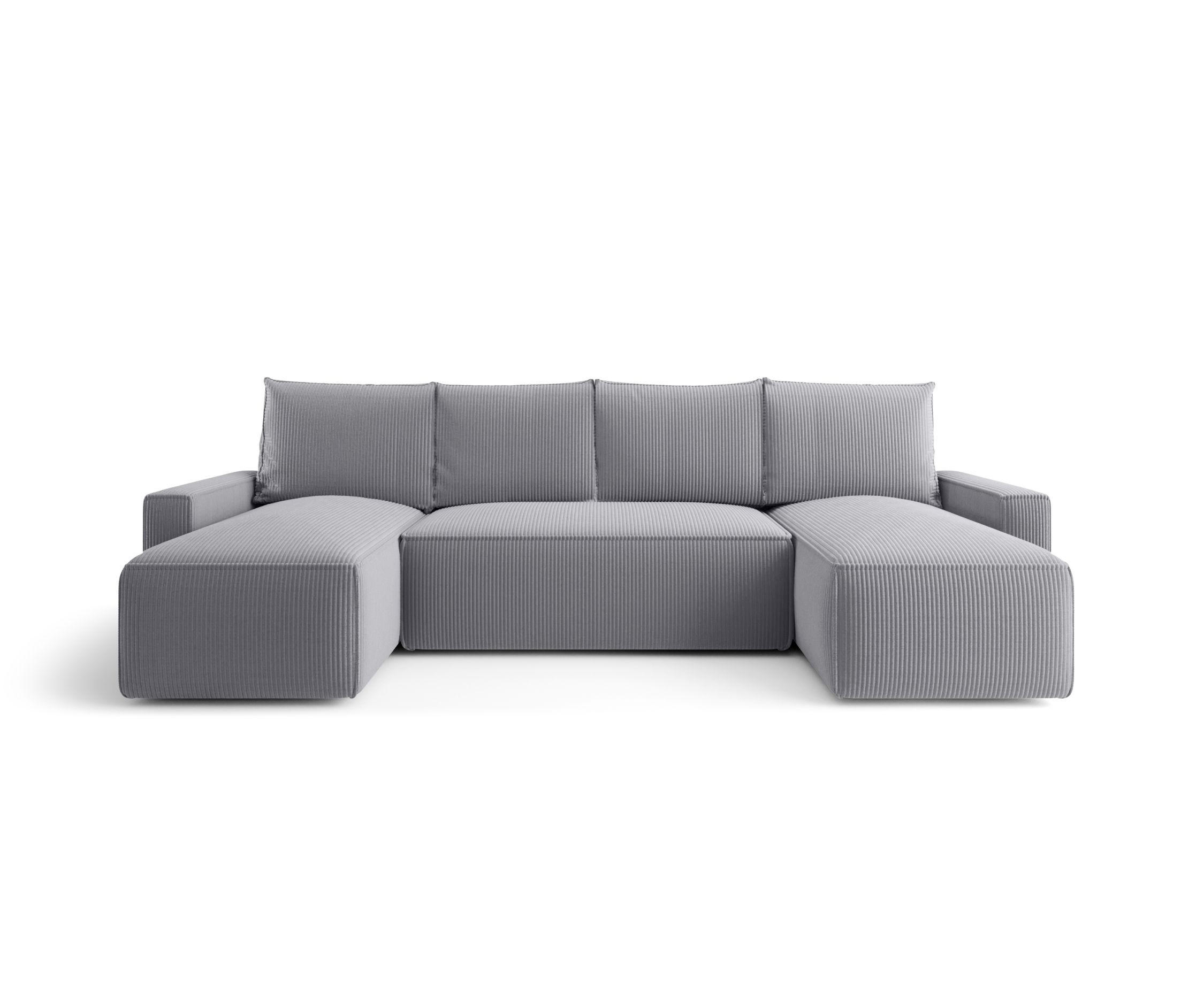 WOHNLANDSCHAFT mit Schlaffunktion SAVIO U Poso 55 - Grau, Textil (300/75/140cm) - Bedante