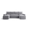 WOHNLANDSCHAFT mit Schlaffunktion SAVIO U Poso 55 - Grau, Textil (300/75/140cm) - Bedante