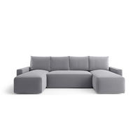 WOHNLANDSCHAFT mit Schlaffunktion SAVIO U Poso 55 - Grau, Textil (300/75/140cm) - Bedante