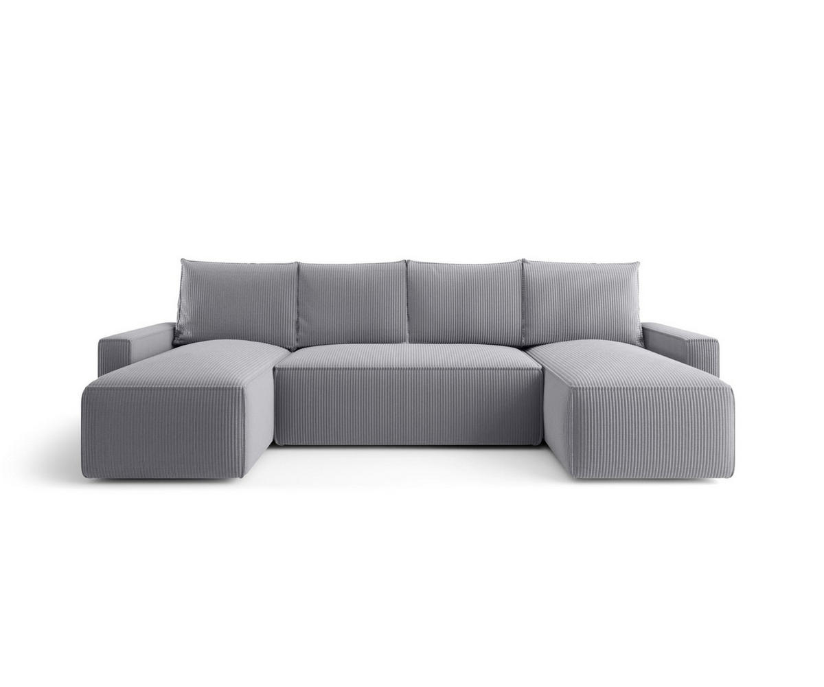 WOHNLANDSCHAFT mit Schlaffunktion SAVIO U Poso 55 - Grau, Textil (300/75/140cm) - Bedante