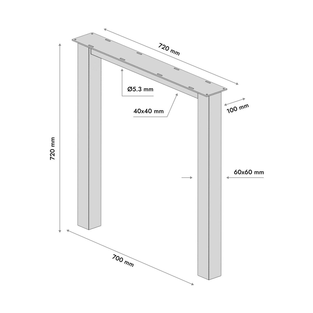 TISCHBEINE Etamin Lite 2er-Set Schwarz 72cm - Schwarz, Metall (72/72/8cm) - Metalo Pro