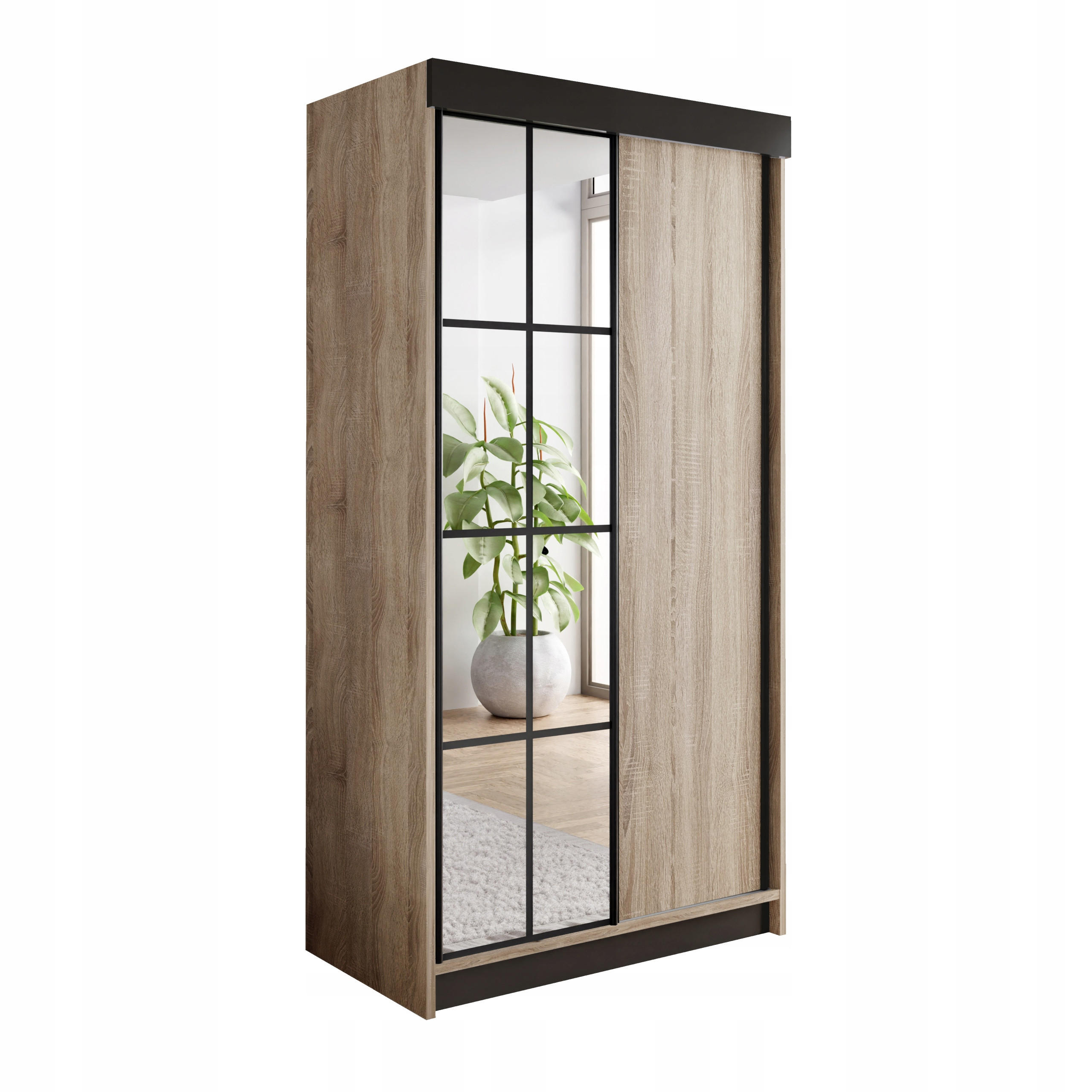 SIFONIER CU USI GLISANTE ARI 1 - 100x200x62 cm - Stejar Sonoma