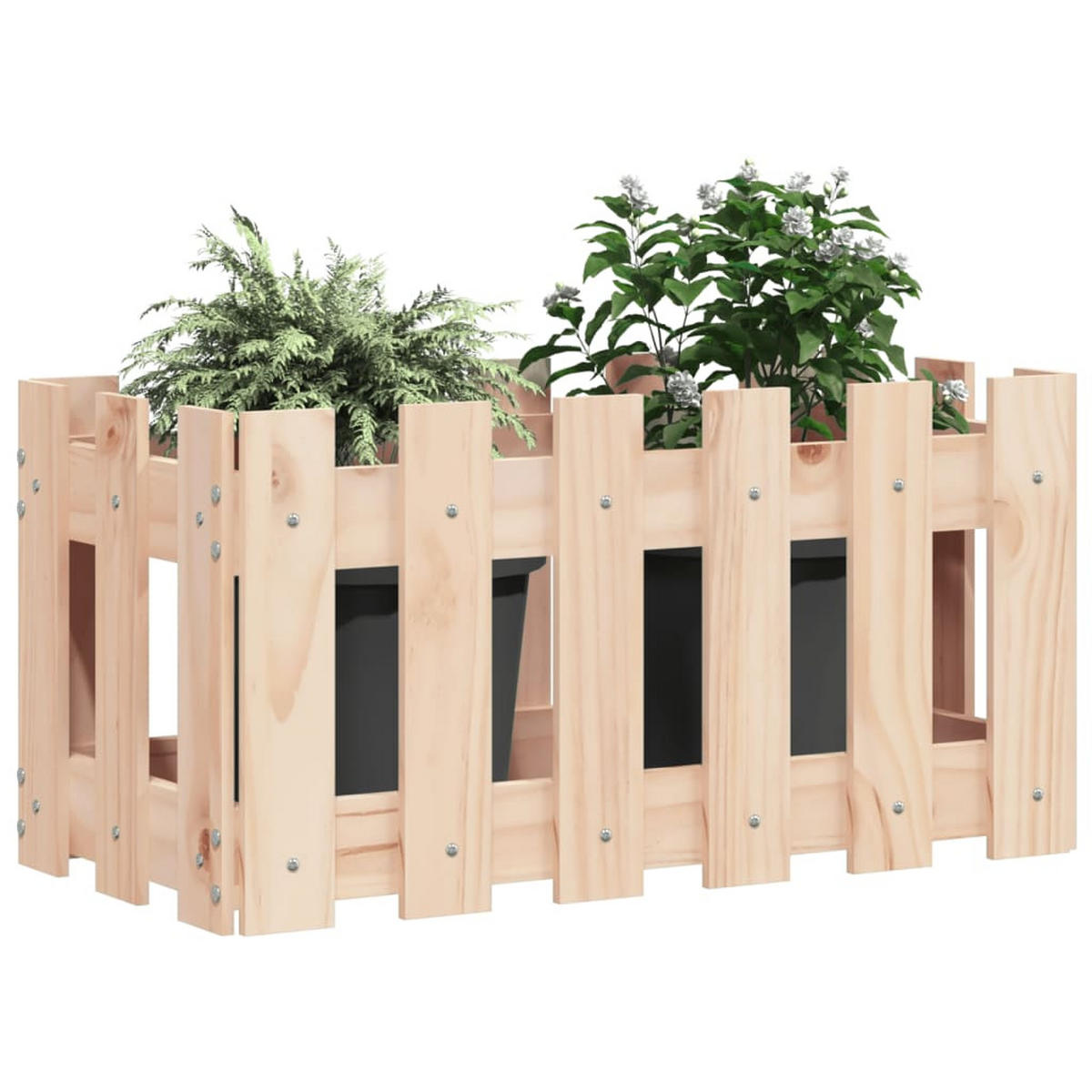 PFLANZKÜBEL Lattenzaun-Design 60x30x30 cm Massivholz Kiefer - Naturfarben, Holz (60/30/30cm)