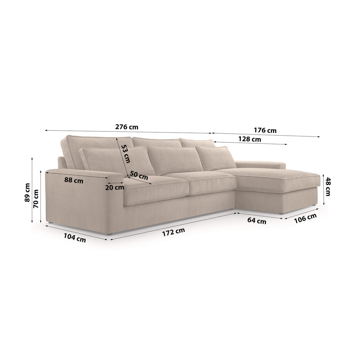 ECKSOFA 4 Sitzer Medan Mini, Braun - Braun, Textil (276/176cm) - Fedve