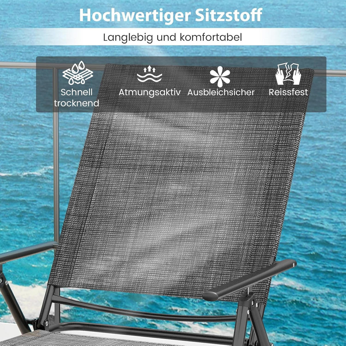 SONNENLIEGEN 2er-Set Grau - Grau, Metall (64/102/189cm) - COSTWAY