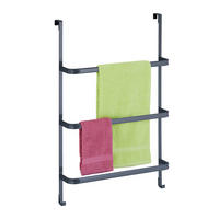 DRŽIAK Antracit na dvere na zavesenie 3-tyče oceľ bez vŕtania - antracitová, kov/textil (54.5/85/15cm) - Relaxdays