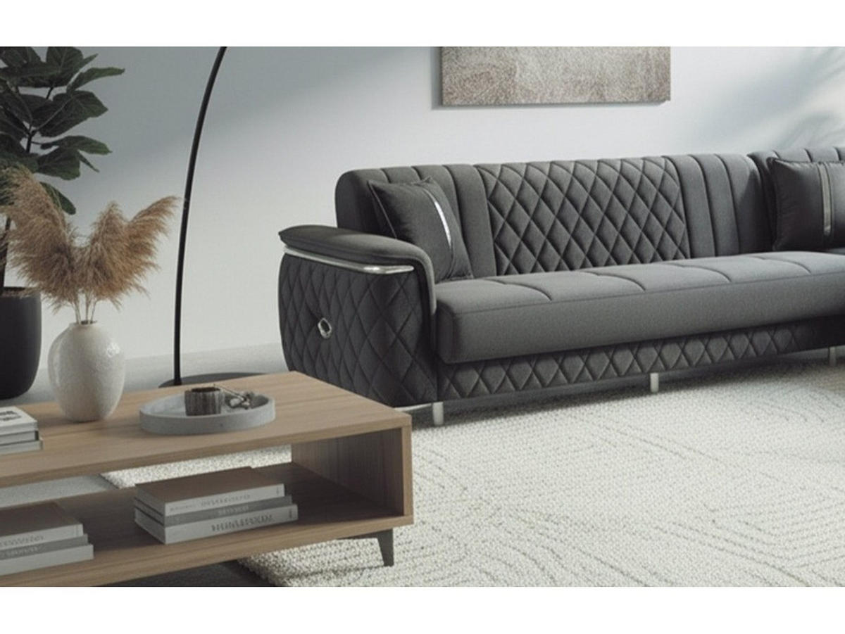 ECKSCHLAFSOFA Pasadena Grau - Langer Schenkel Links - Grau, Holzwerkstoff/Kunststoff (315/245cm) - Villa Möbel