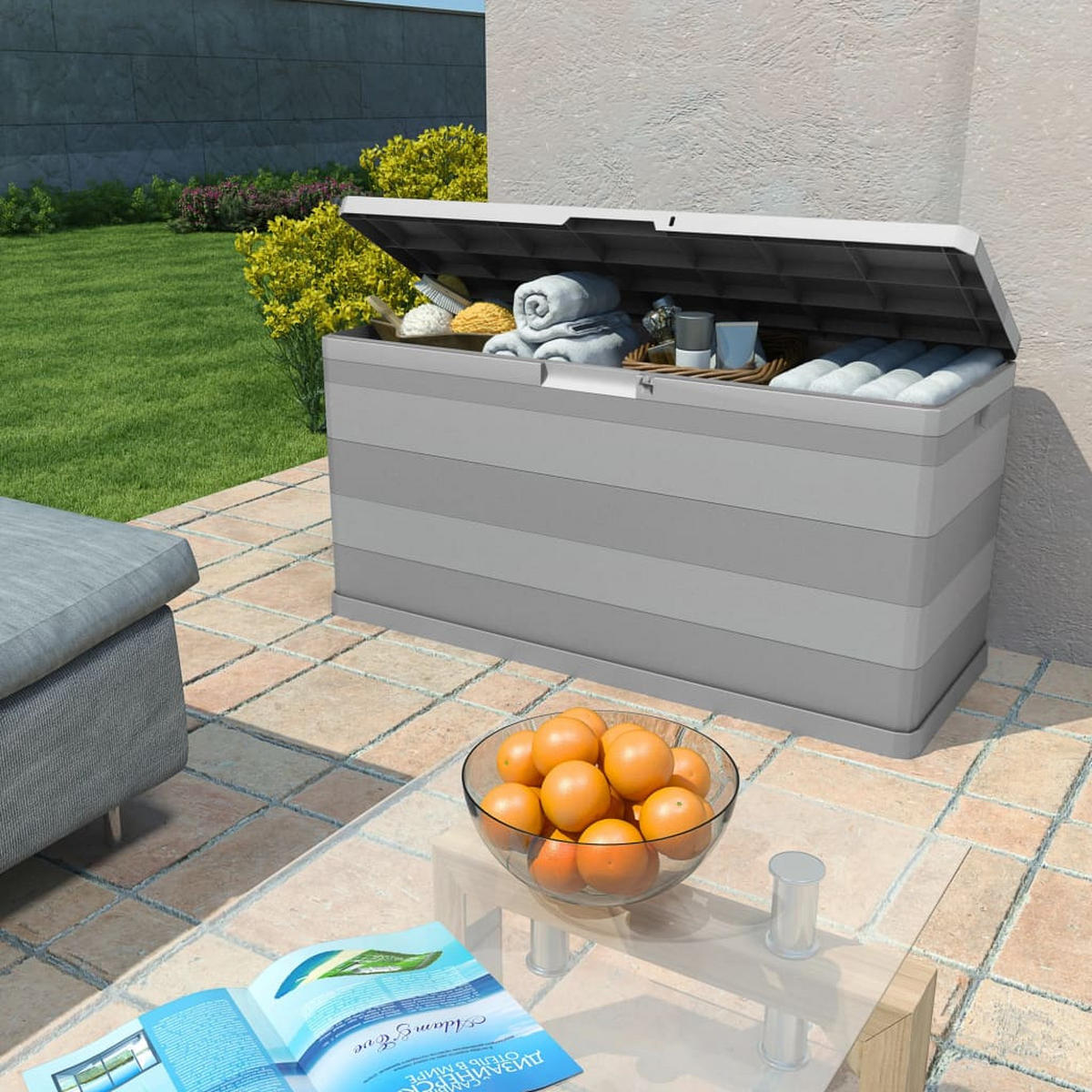 GARTENBOX Grau 117×45×56 cm - Grau, Kunststoff (45/56/117cm) - furnicato