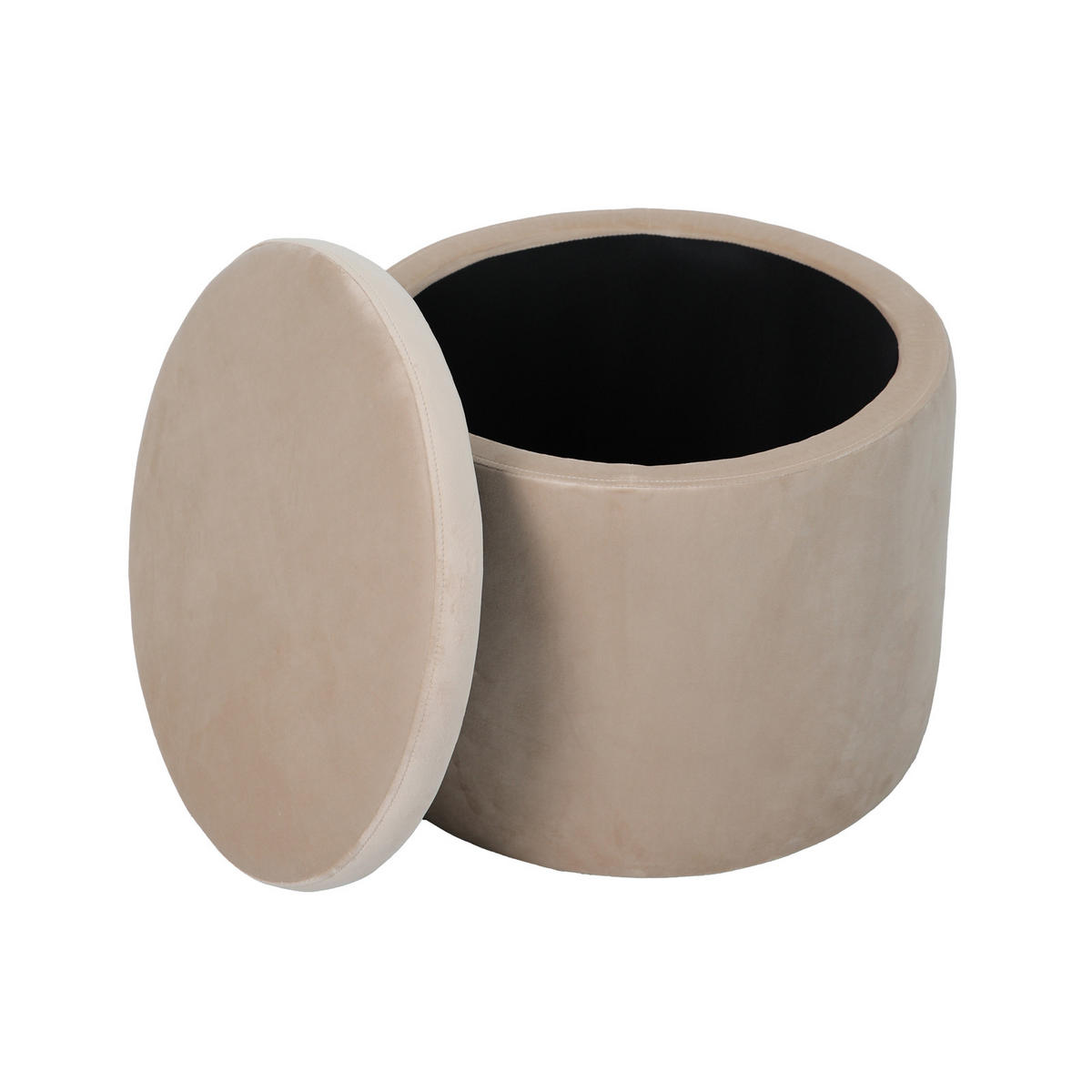 HOCKER AMBER Samt Beige - Beige, Textil (44/35/44cm) - SVITA