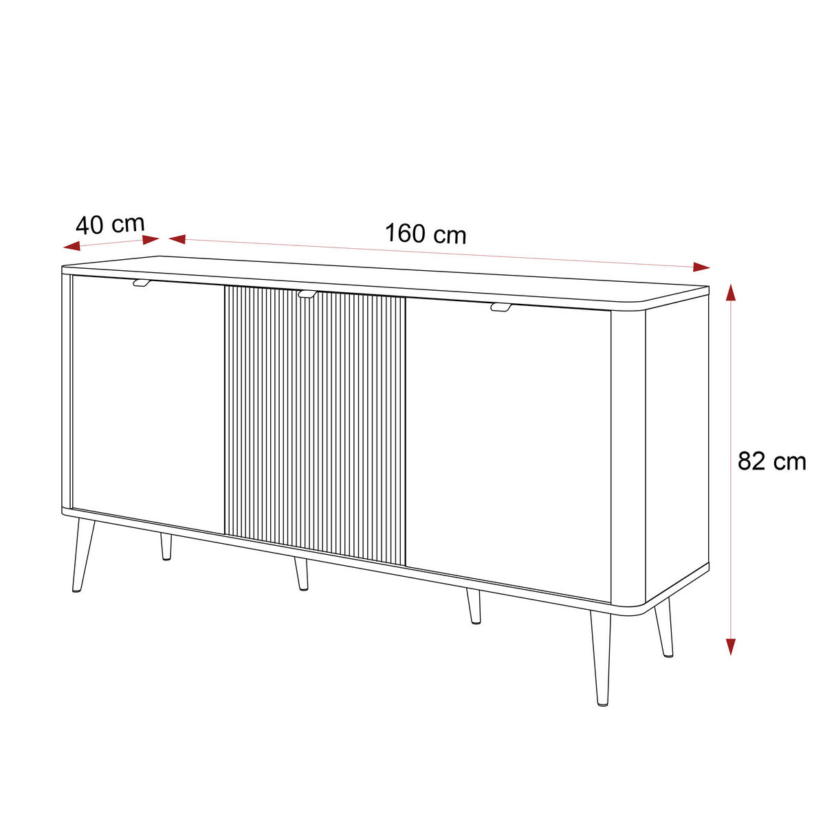 KOMMODE NAVANI 160 cm Kaschmire/ Stein - Kaschmir/Goldfarben, Holzwerkstoff/Metall (160/82/40cm) - Idohome