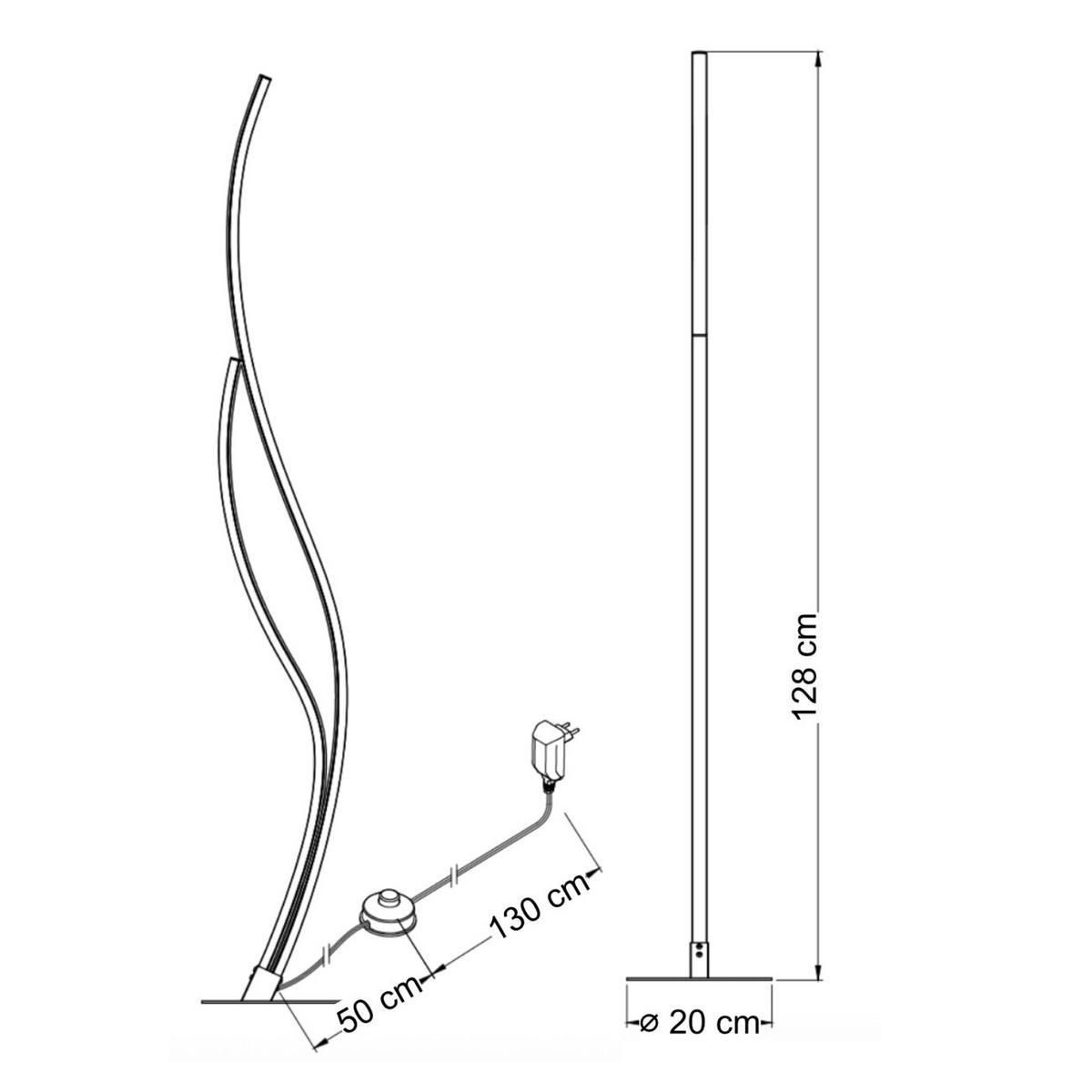 STEHLEUCHTE Ysoria, Schwarz, 128cm - Schwarz, Metall (128/20/128cm) - KOSILUM