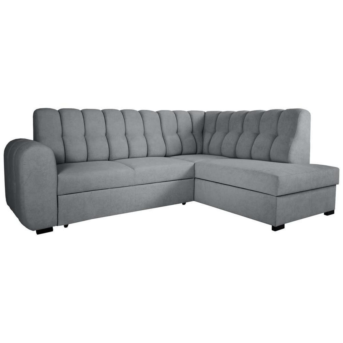 ECKSCHLAFSOFA Zoja rechts grau - Schwarz/Grau, Textil (261/193cm) - Beautysofa