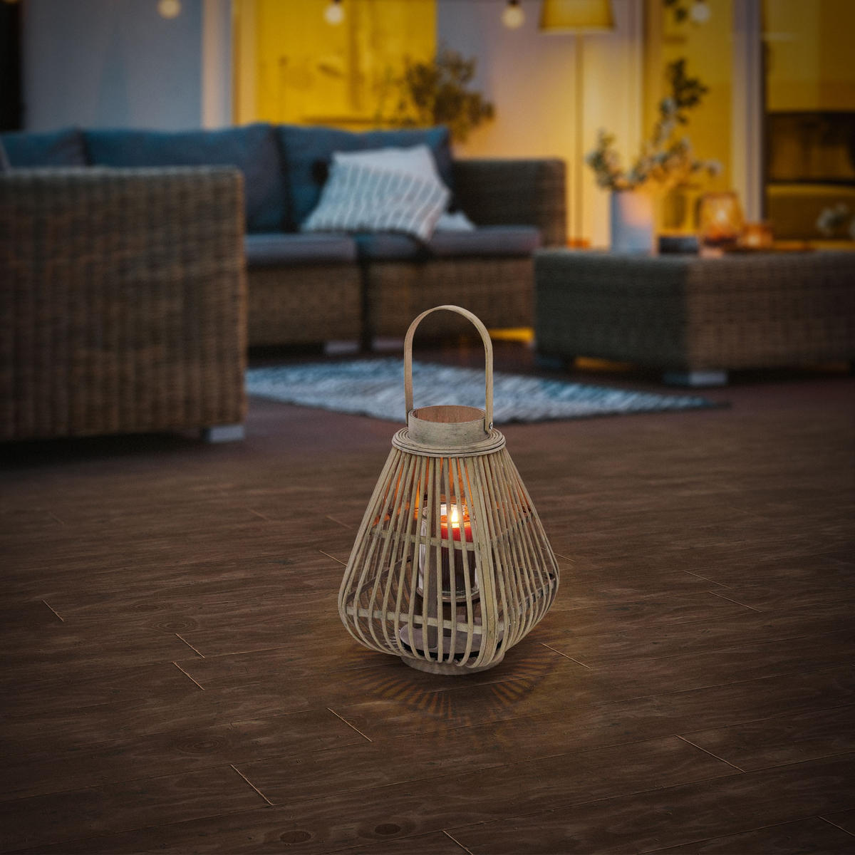 BAMBUSOVÁ LAMPION V: 42,5 cm, dřevěná barva, styl boho - přírodní, dřevo (23/42.5/23cm) - ECD-Germany