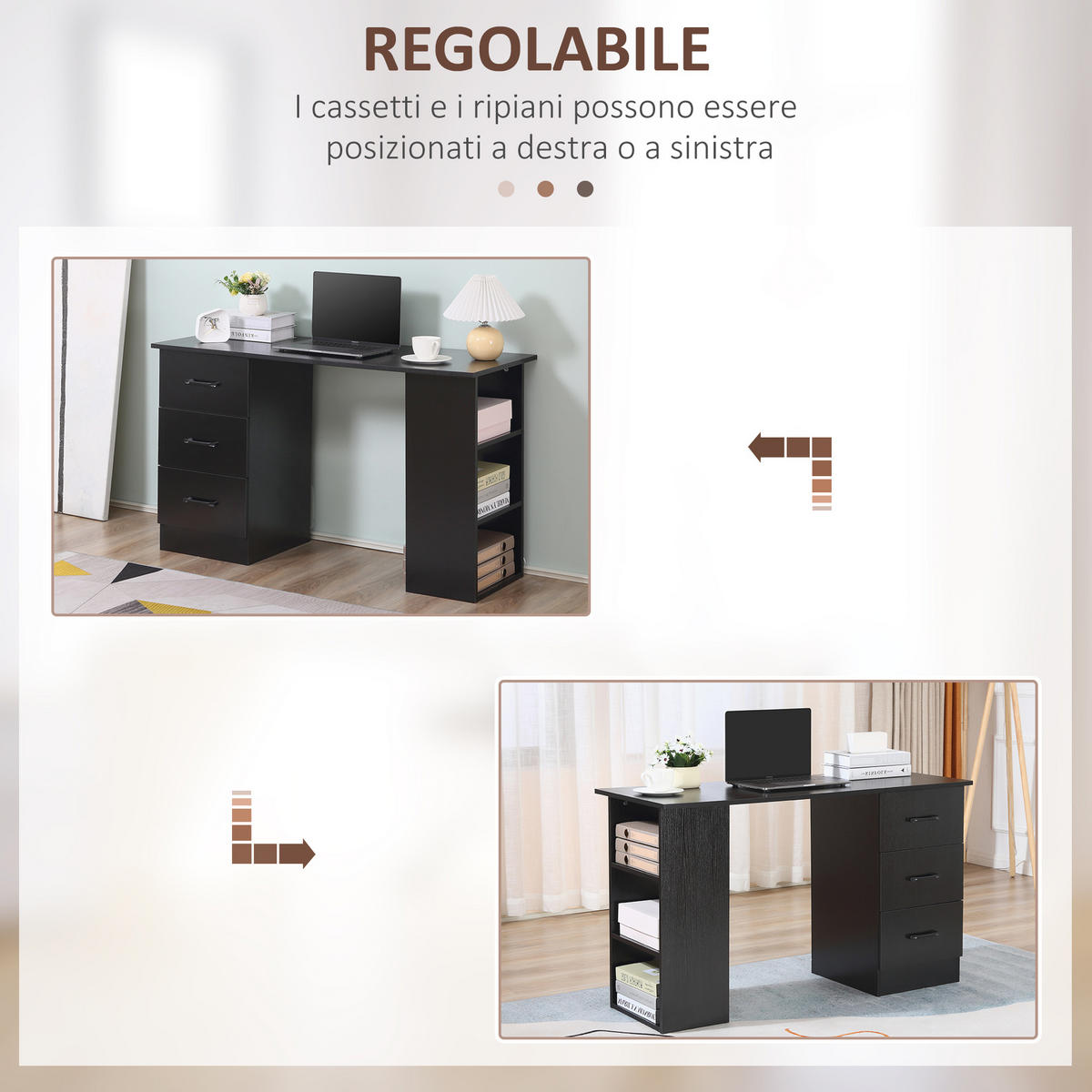BÜROTISCH Schwarz 1 Stück - Schwarz, Holzwerkstoff (49/120/72cm) - GiPP