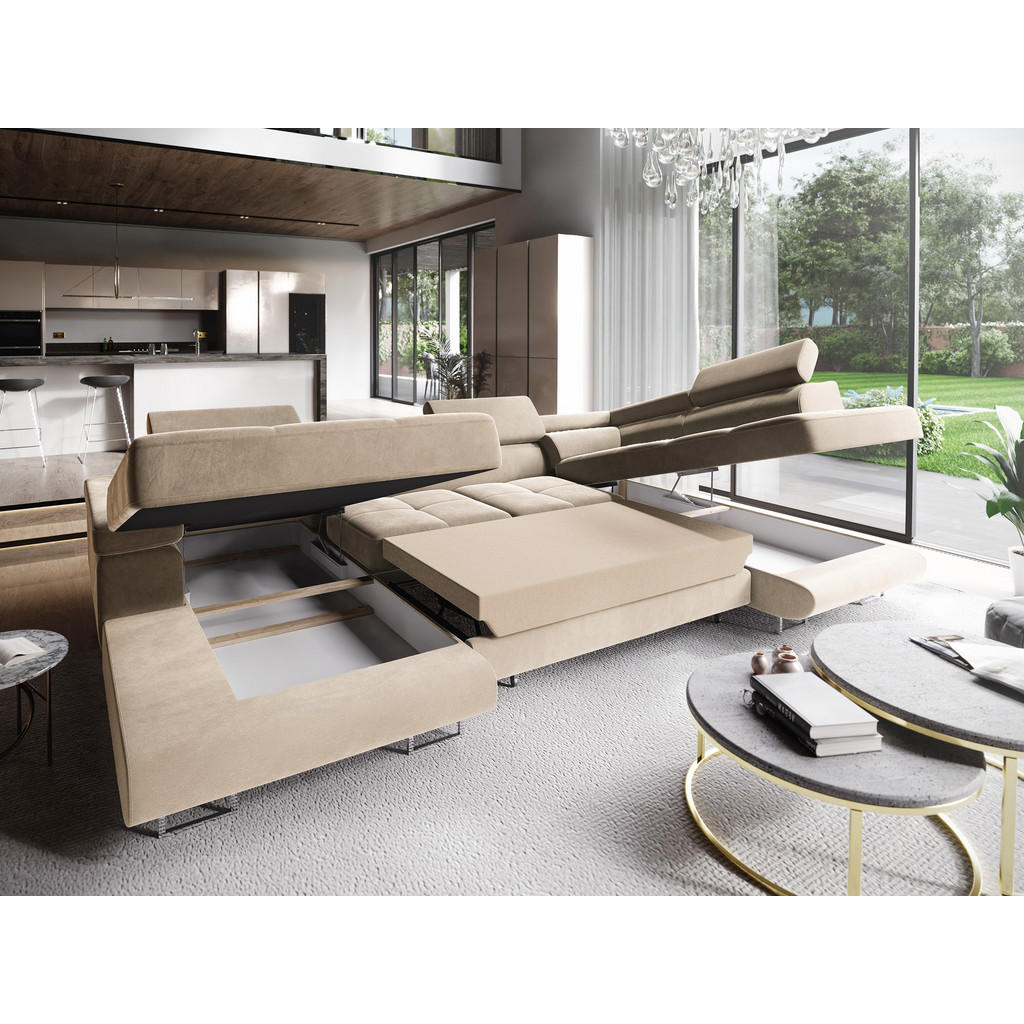 Thumbnail - Masseno Wohnlandschaft, Creme, Textil, 5-Sitzer, U-Form, 345x90x202 cm, Wohnzimmer, Sofas & Couches, Wohnlandschaften, W...