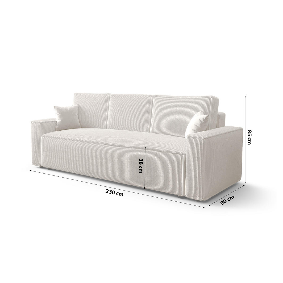 SCHLAFSOFA mit Bettkasten Eldon Creme - Ecru, Textil (230/89/85cm) - Fedve