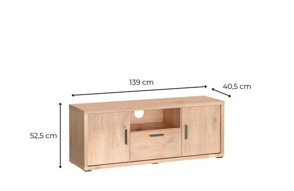 LOWBOARD BRESSO 139/52,5/40,5 cm, Eichefarben - Eichefarben, Holzwerkstoff (139/52.5/40.5cm) - MASSENO