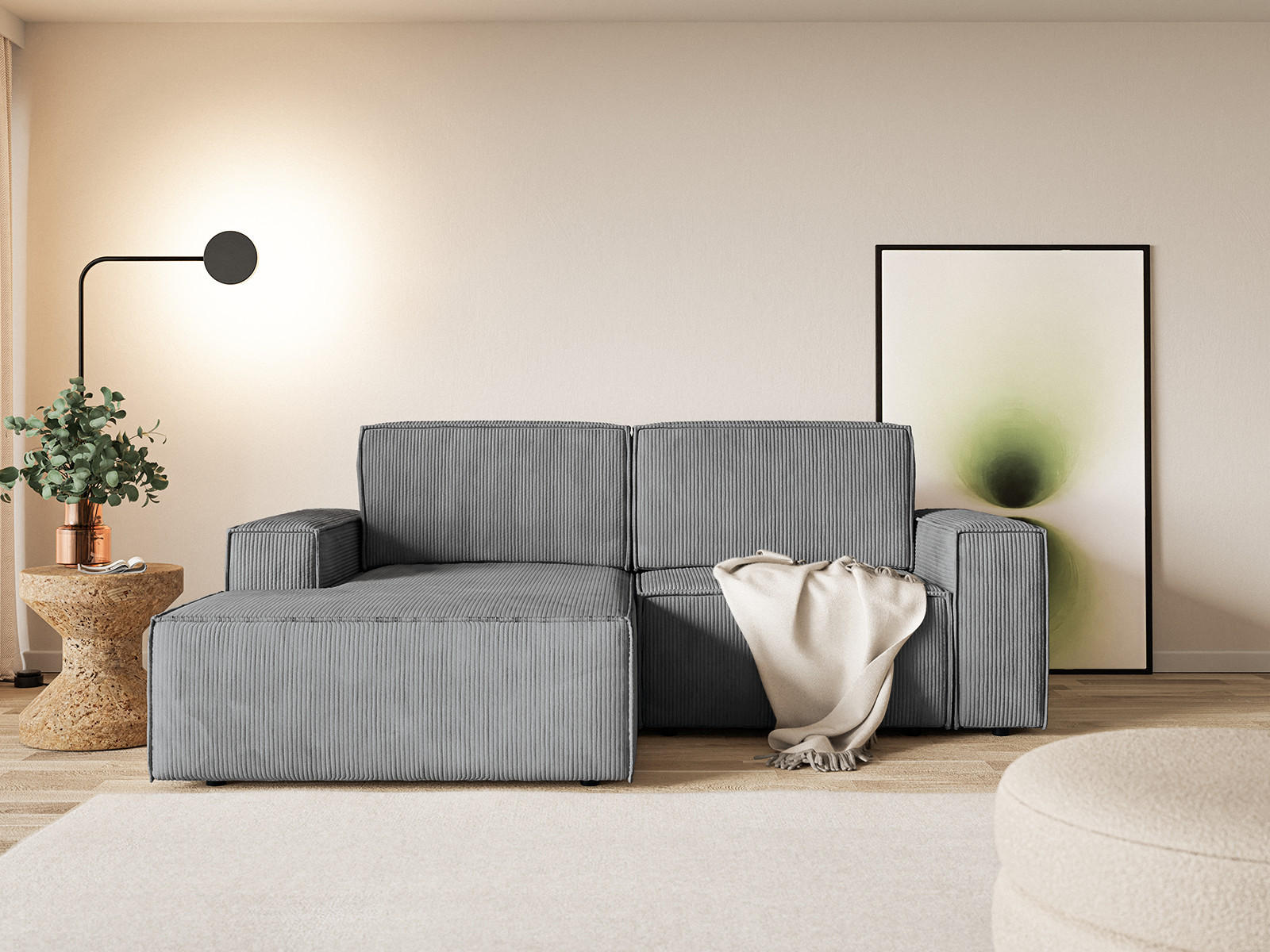 ECKSOFA KOKKO MINI mit Schlaffunktion, Grau - Grau, Textil (240/167cm) - Fedve