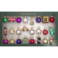 CHRISTBAUMSCHMUCK 24 Tage um die Welt Mini-Set Mehrfarbig 4cm (Glas / 24 Stk.) - Multicolor, Glas (3/4/3cm) - Krebs Glas Lauscha