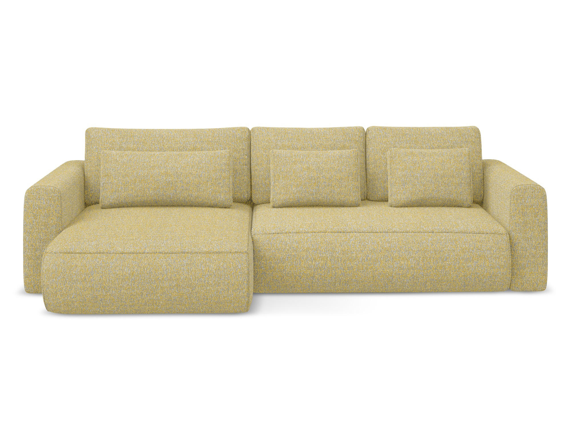 ECKSOFA mit Schlaffunktion Strukturstoff Stoff Gelb - Currygelb/Gelb, Kunststoff/Textil (149/278cm) - Makamii