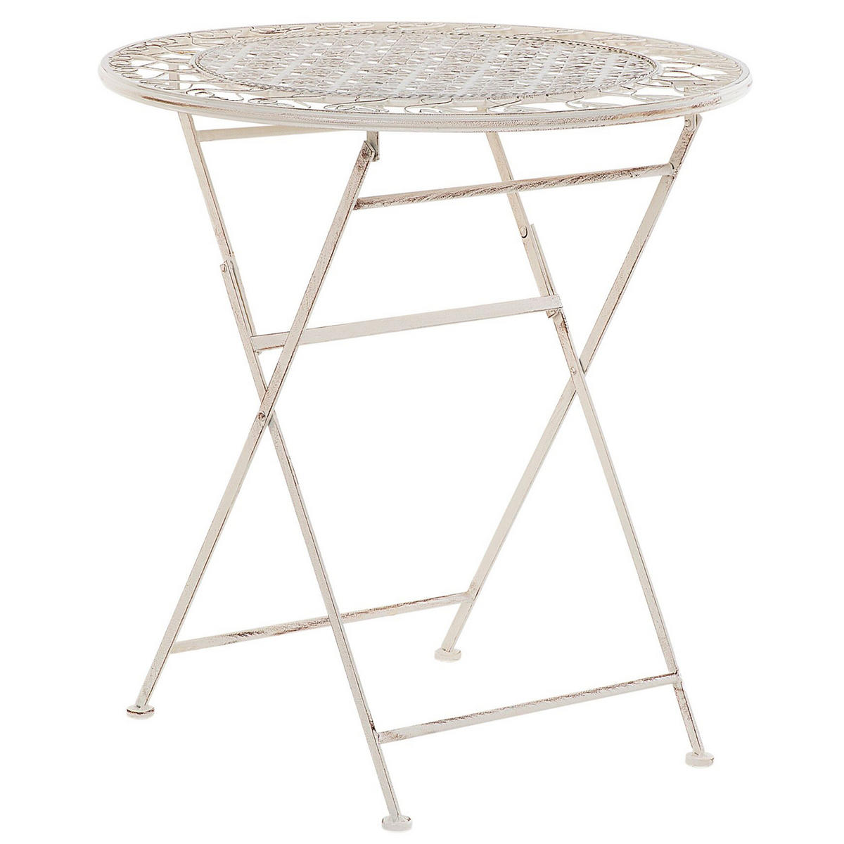 BALKONSET 2-Sitzer Klapptisch Metall beige Trieste - Beige, Metall - Beliani