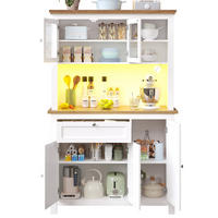 ANRICHTE Küchenschrank 104/40/180 cm aus MDF mit LED-Beleuchtung und verstellbaren Ablagen Weiß - Weiß, Holzwerkstoff (104/180/40cm) - Modenvie