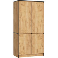 KLEIDERSCHRANK S90 4D, Craft, 90x51x180 cm - Nickelfarben, Holz (51/180/90cm) - Milordbikes