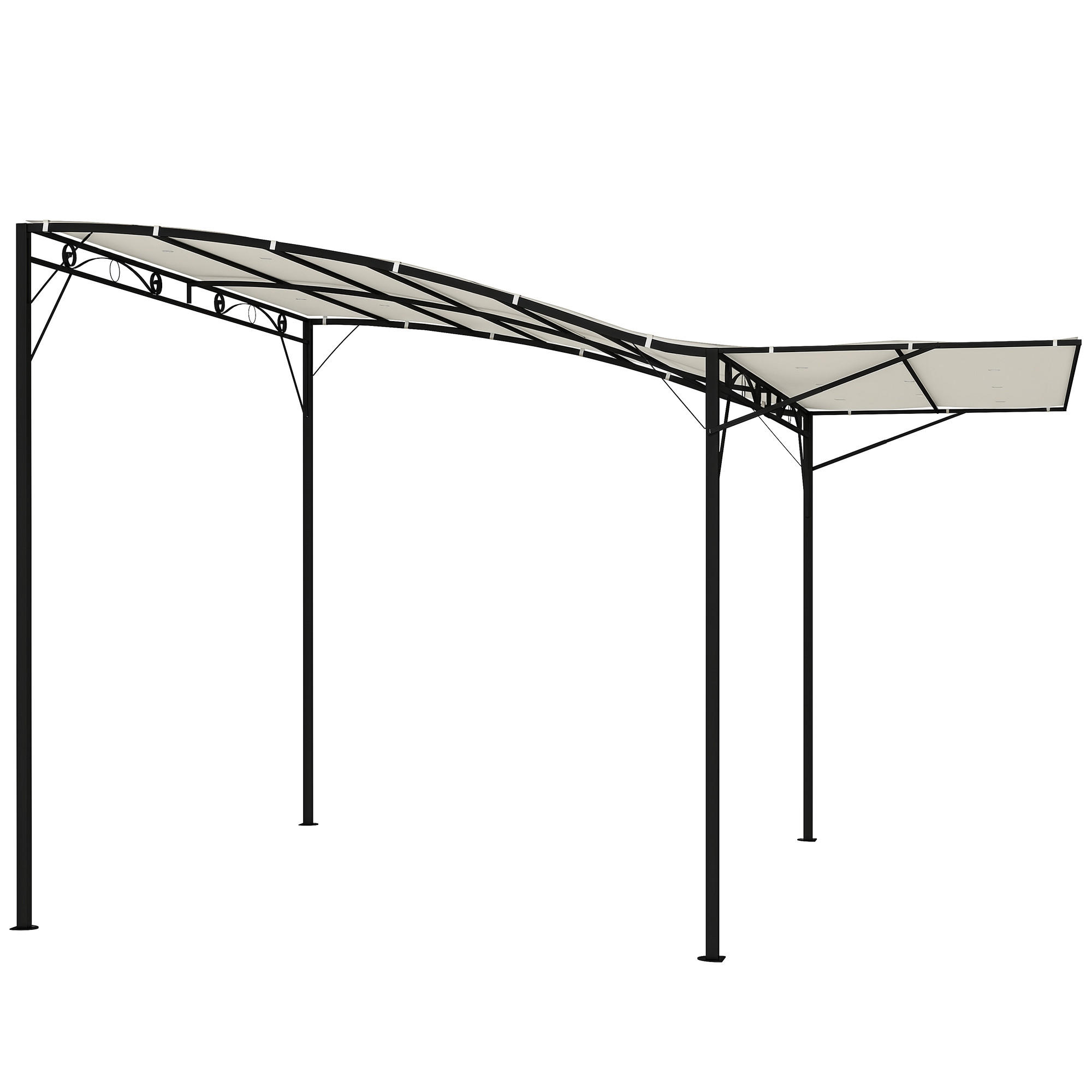 PAVILLON mit klappbarer Dacherweiterung, wetterfest, 3 x 2,5 m, moderner Outdoor-Pavillon in Cremeweiß - Creme, Metall (300/250/250cm)