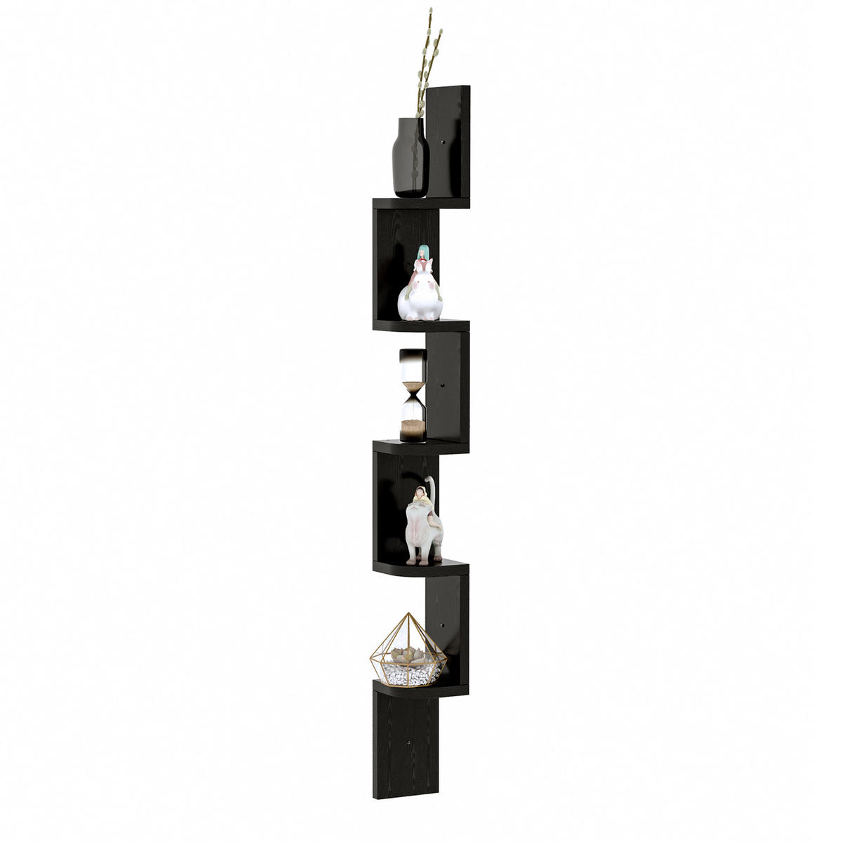 ECKREGAL Schwarz 5 Ebenen 120 cm - Schwarz, Holzwerkstoff (12/120/12cm) - PANGIVO