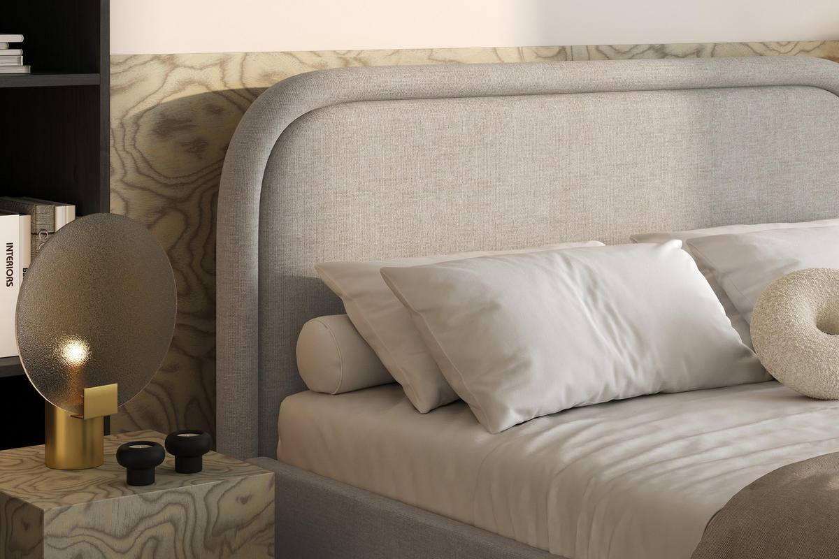POLSTERBETT MONO mit Bettkasten, WIND-05 - 160x200 cm - Beige/Naturfarben, Holz/Textil (160/200cm) - mybed.