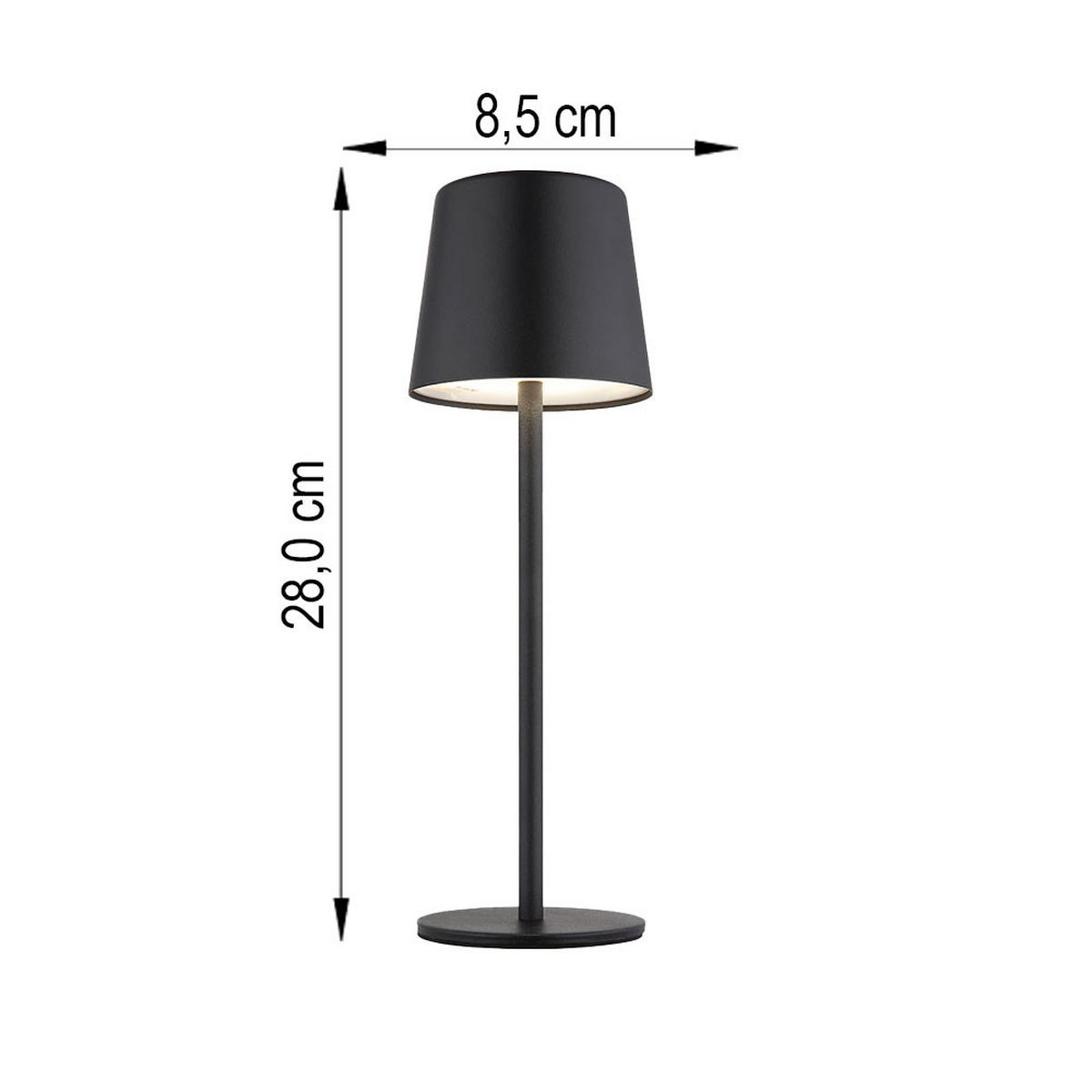 LED TISCHLEUCHTE Metall Schwarz - Schwarz, Metall (8.5/8.5/28cm) - Globo Lighting