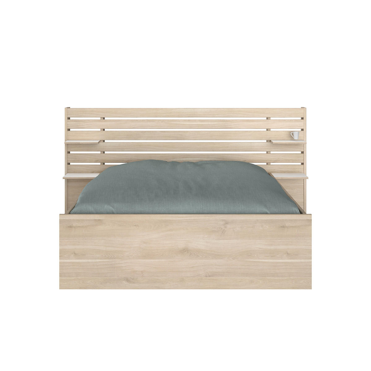 BETT mit Liegefläche 140x190-200 2 Schubladen - Escale - Eschefarben, Holzwerkstoff (190/140cm) - Calicosy