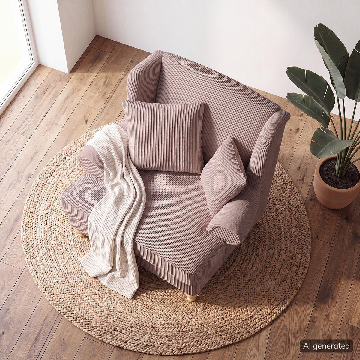 XXL SESSEL - Cord - Mauve, Holz/Textil (135/100/128cm) - home24