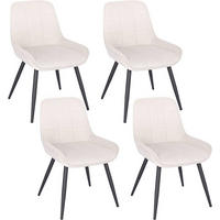 ESSZIMMERSTUHL 4er-Set, Polsterstuhl, Samt, Cremeweiß - Creme/Schwarz, Textil/Metall (52.5/81.5/62cm) - Woltu