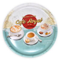 TABLETT rund Cafe Royal, Melamin ServierTablett rund Ø 40 cm - Türkis, Kunststoff (40/2/40cm) - Lashuma
