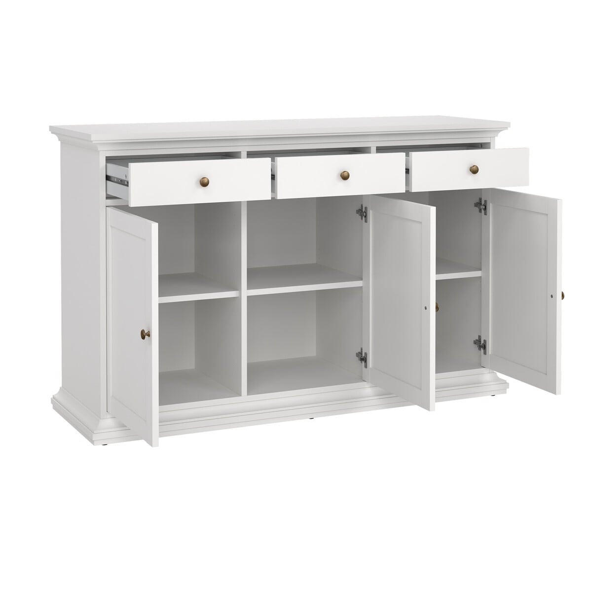 ANRICHTE mit 3 Türen und 3 Schubladen sofia 91,66/143,7/46,1 cm - Weiß, Holzwerkstoff (46.1/91.66/47cm) - Calicosy