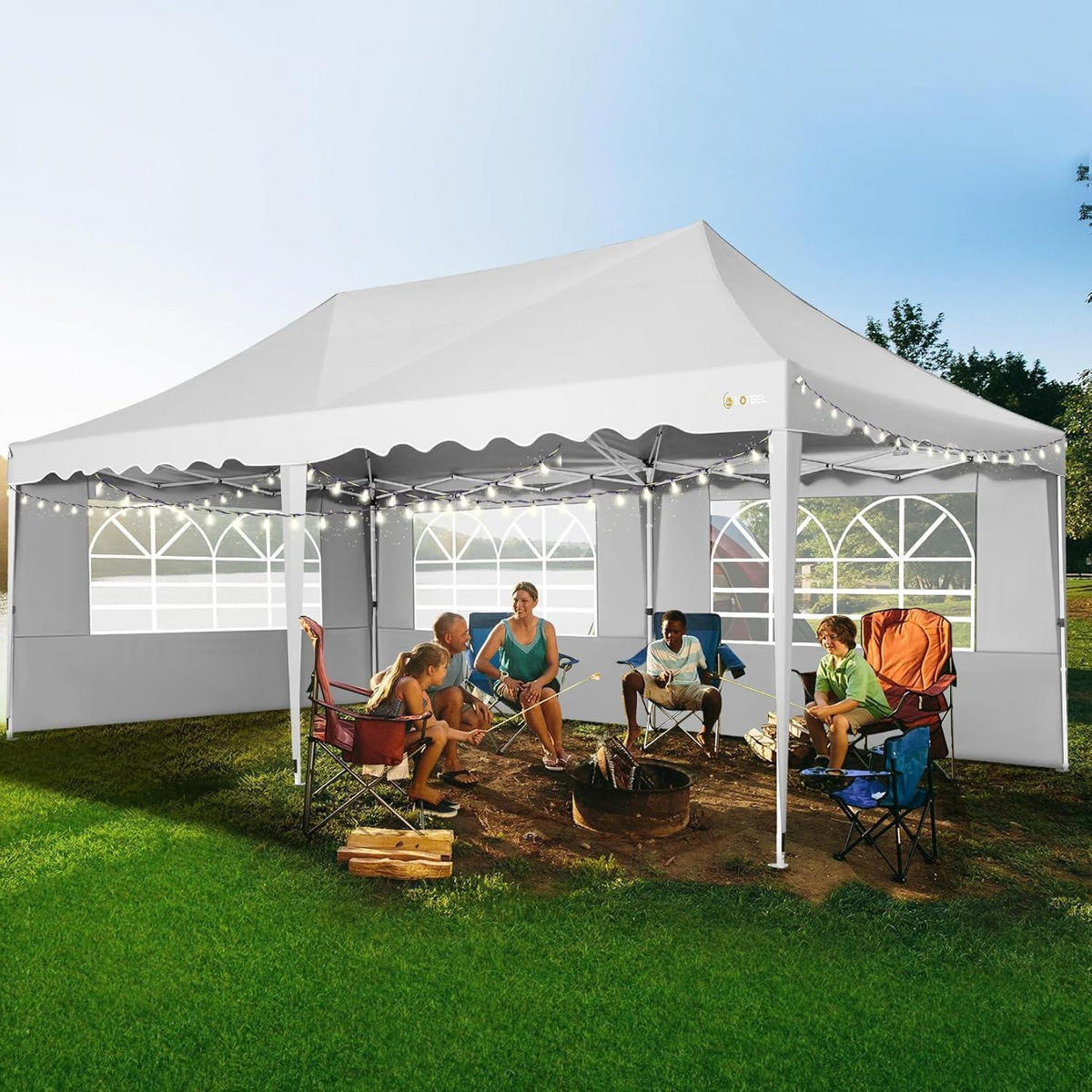 FALTPAVILLON 3x6m Weiß mit 6 Seitenwänden Metall - Weiß, Metall (300/320/600cm)