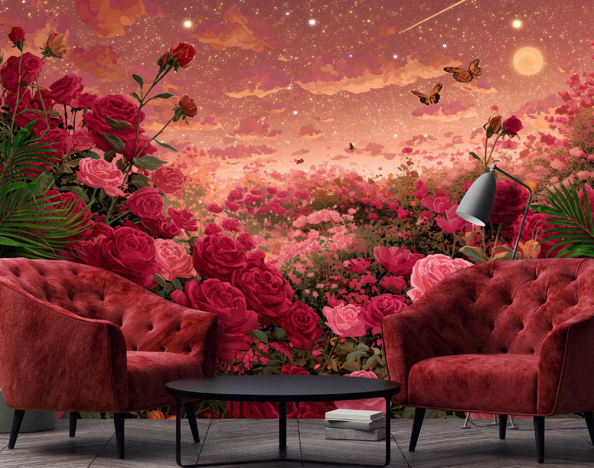 FOTOTAPETE Blumen Rosen Rot 300x210 cm - Multicolor, Papier (300/210cm) - Wallarena