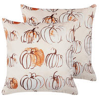 OKRASNA BLAZINA komplet 2 bež 45/45 cm Cucurbita - bež, tekstil (45/45cm) - Beliani