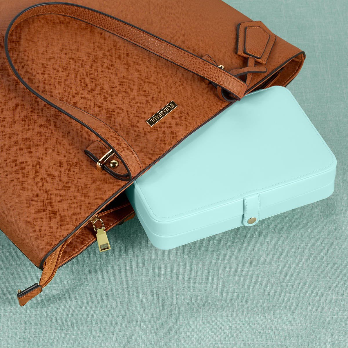 SCHMUCKKÄSTCHEN - Türkis, Holzwerkstoff/Kunststoff (21/4.5/14.5cm) - Relaxdays