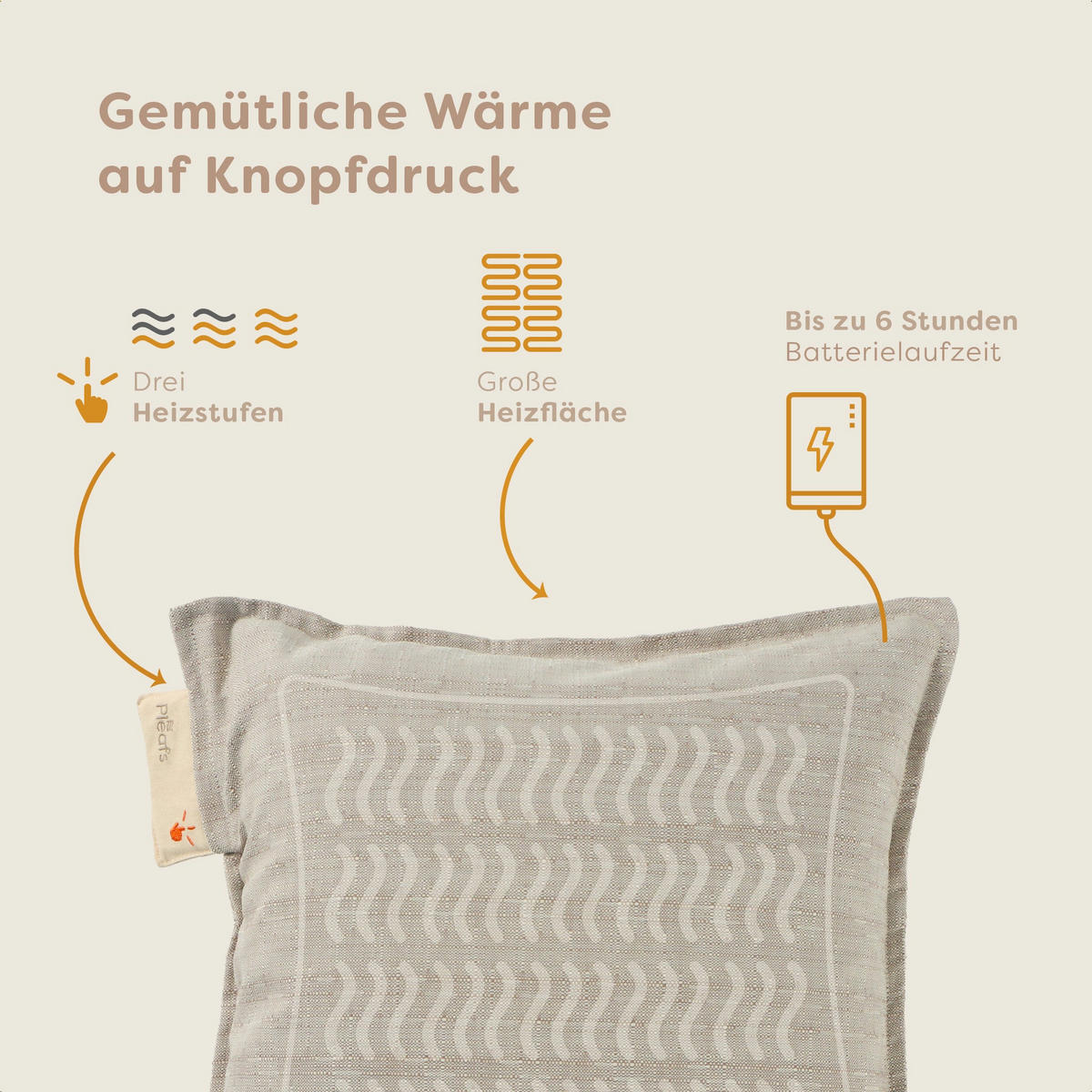 HEIZKISSEN Outdoor 45x45cm Grullo - Ecru, Textil (45/45cm) - Pleafs