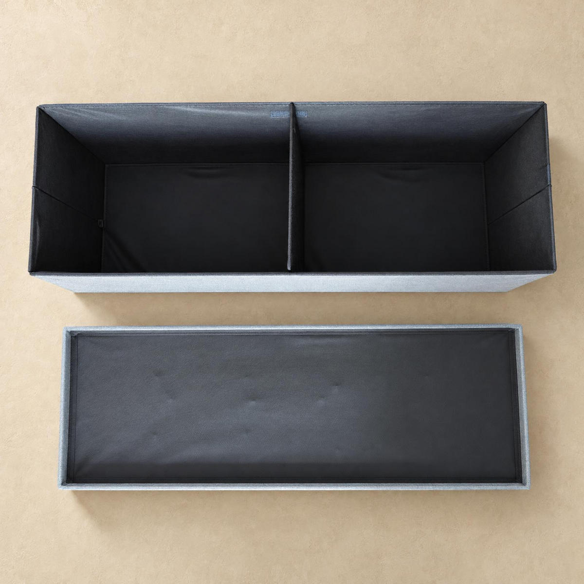 HOCKER mit Stauraum 110/38/38 cm - Grau, Textil (38/38/110cm) - SCENA LIVING