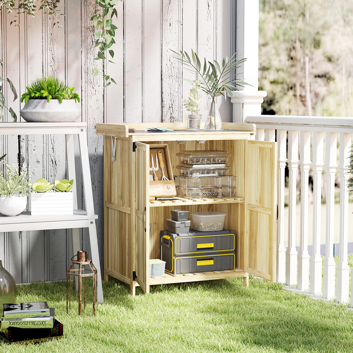 GARTENSCHRANK DE-09263 Naturholz - Naturfarben, Holz (43/88/74cm) - ComfortXL