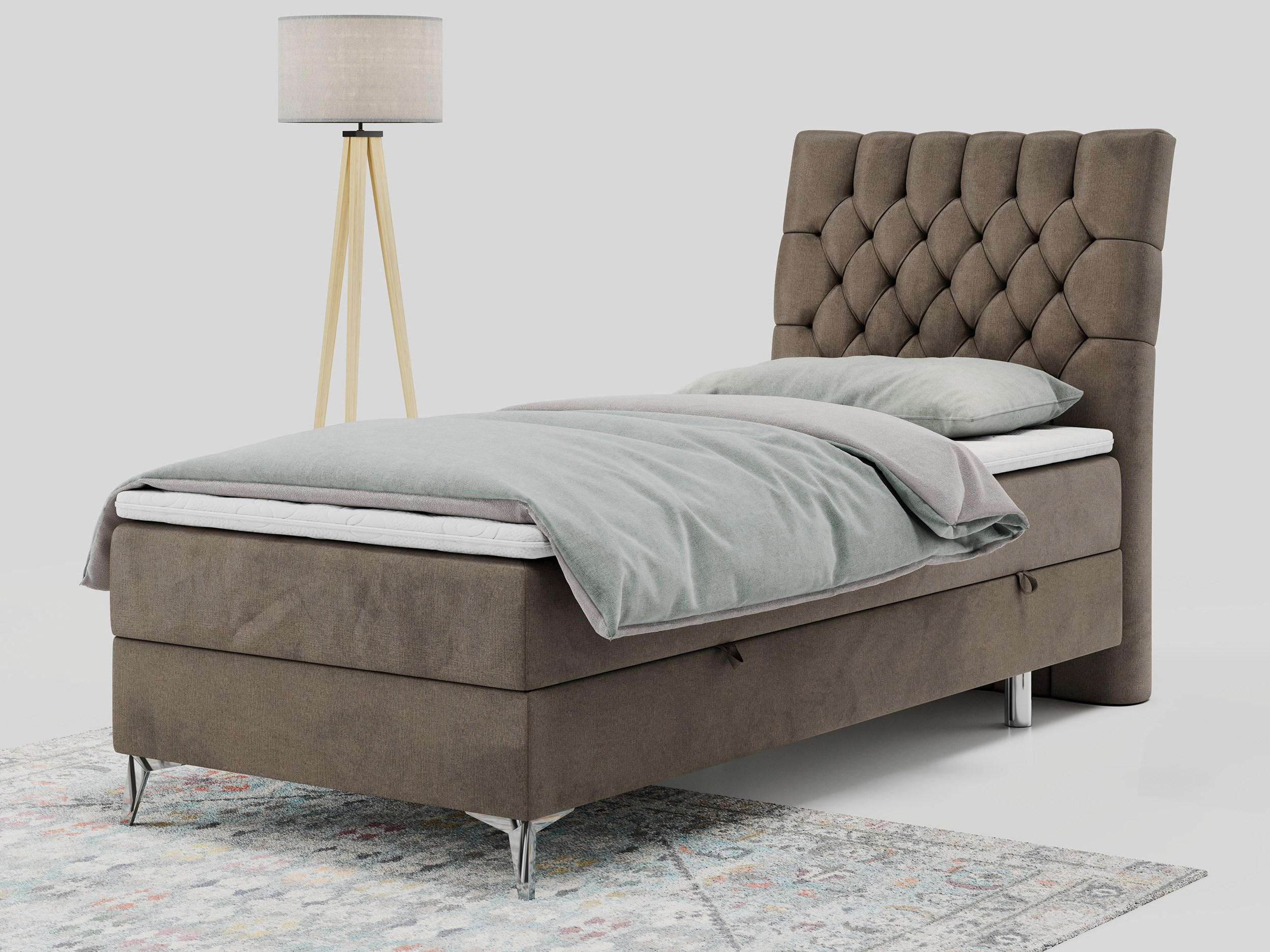 BOXBETT MILEN 90/200 Braun Velvet - H3 - Rechts Seite - Braun, Holz/Textil (90/200cm) - MKS