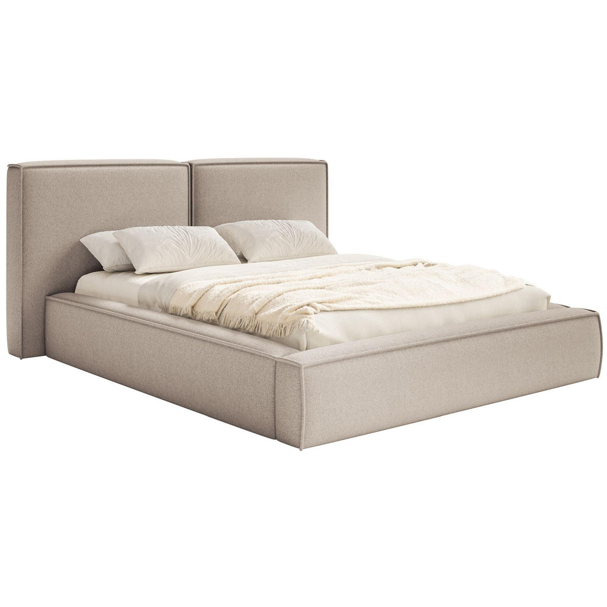 POLSTERBETT Tilves Beige 160x200 cm - Beige/Schwarz, Kunststoff/Textil (160/200cm) - Selsey