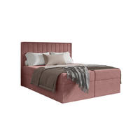 BOXBETT + Topper 160x200 rosa Chenille - Rosa, Holz/Holzwerkstoff (160/200cm) - SIMKAM Furniture