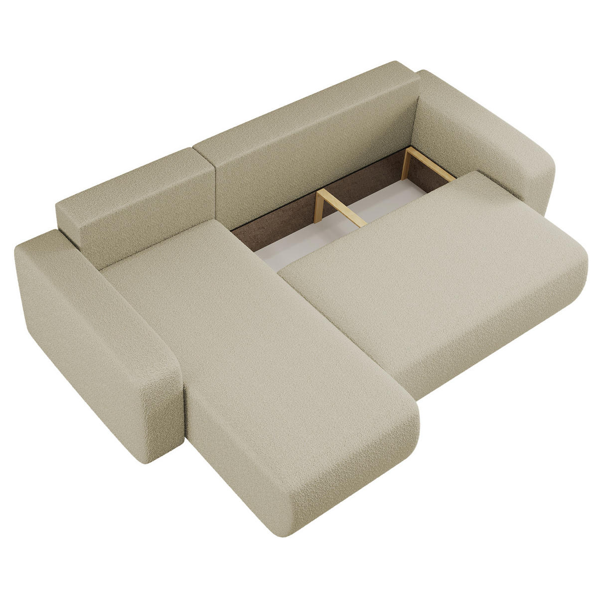 ECKSOFA L-FORM Schlaffunktion Und Bettkasten Eckcouch MILANO L Stoff Quelle Beige Rechts - Beige, Holz/Textil (244/142cm) - Kaiser Möbel