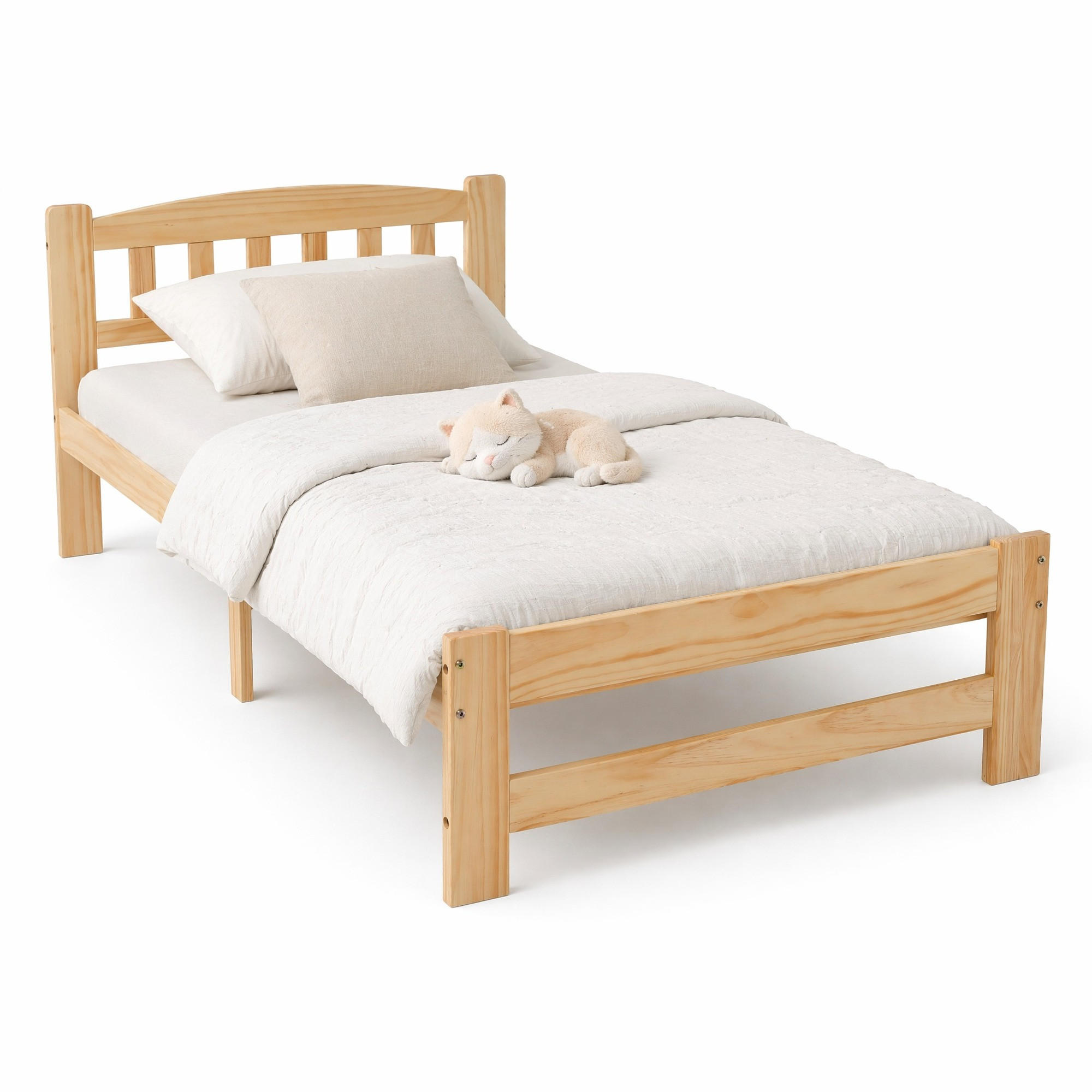 FUTONOVÁ POSTEL 90/200 cm v přírodní barvě s čelem postele a lamelovým roštem - přírodní, dřevo (90/200cm) - CHICFURN