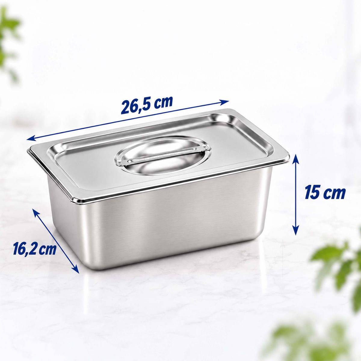 GASTROBEHÄLTER Silber 3er-Set Edelstahl GN 1/4 mit Deckel - Silberfarben, Metall - Relaxdays