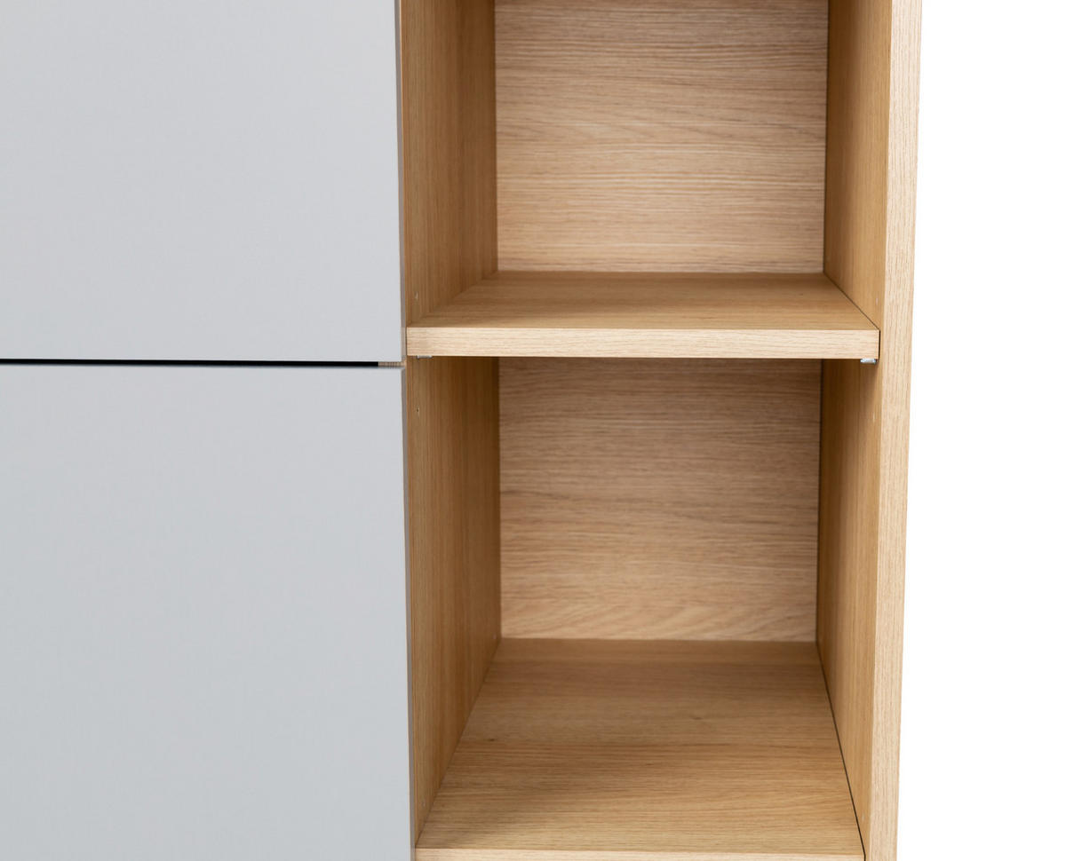WICKELKOMMODE Elina - Eichefarben/Silberfarben, Holzwerkstoff/Kunststoff (1/1/1cm) - arthur berndt